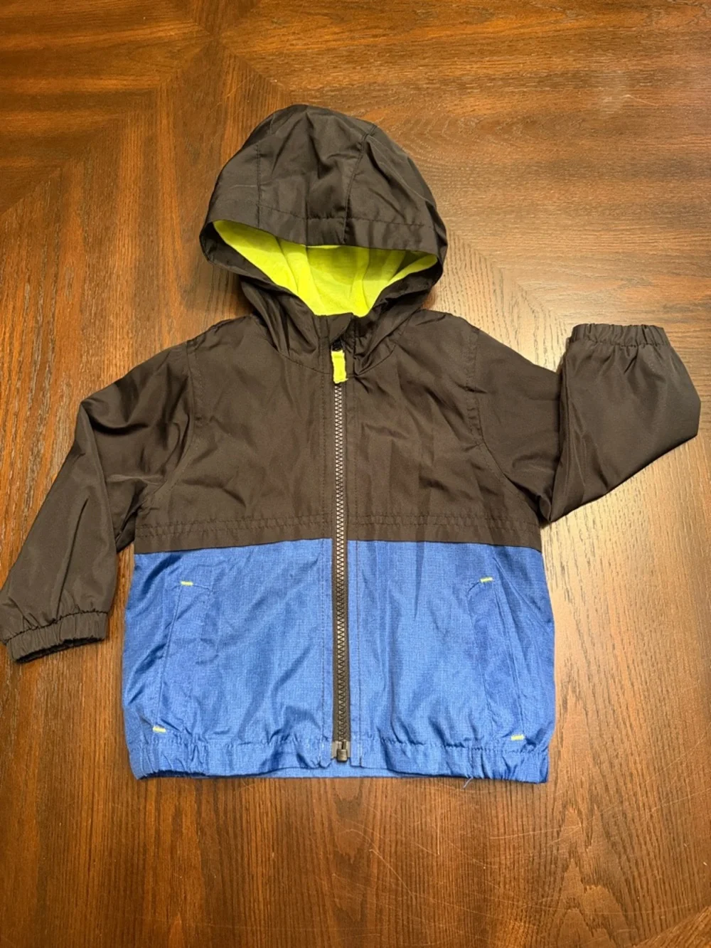 Carter's Hooded Colorblock Windbreaker Jacket Blue Black 12M